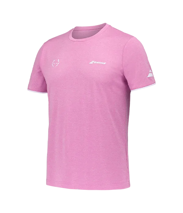Camiseta Babolat Crew Rosa Logo Blanco 2025 J. Lebrón