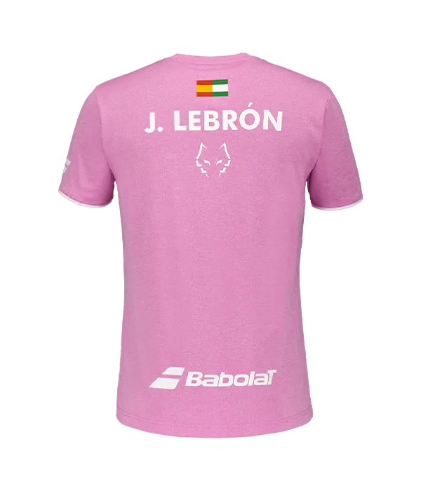 Camiseta Babolat Crew Rosa Logo Blanco 2025 J. Lebrón