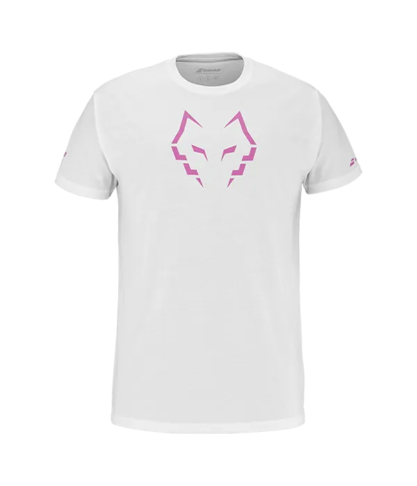 Camiseta Babolat Algodón Blanco/Rosa 2025 J. Lebrón
