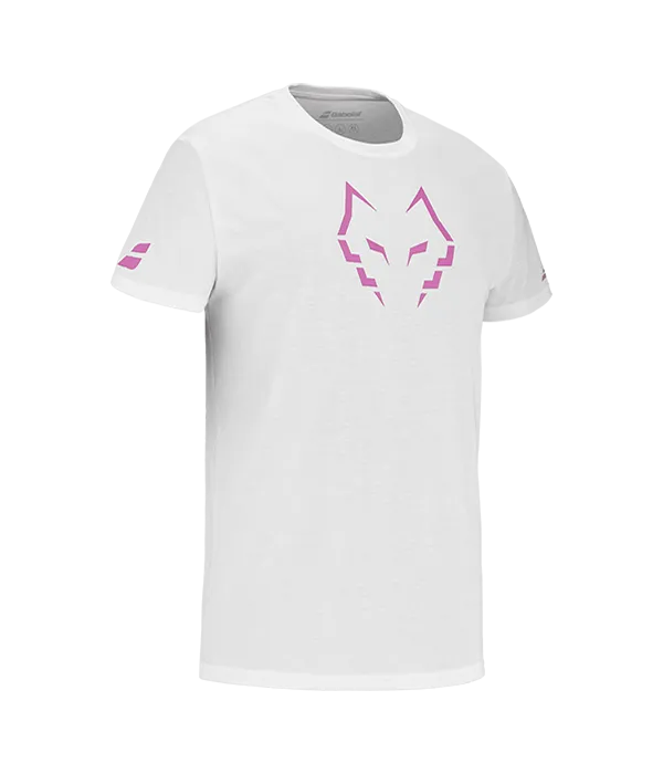 Camiseta Babolat Algodón Blanco/Rosa 2025 J. Lebrón