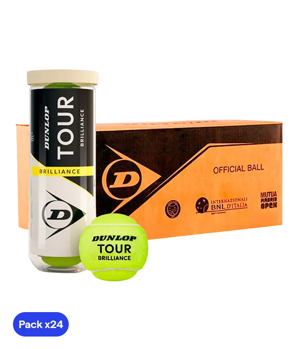 Cajón Pelotas Dunlop Tour Brilliance Tenis (Pack x24)