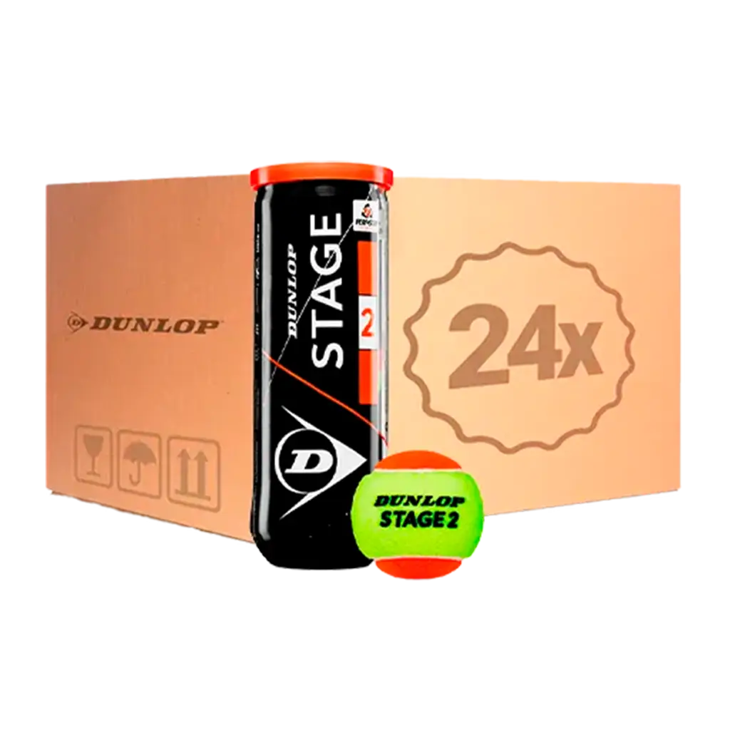 Cajón Pelotas Dunlop Stage 2 Amarillo/Naranja Tenis (Pack x24)