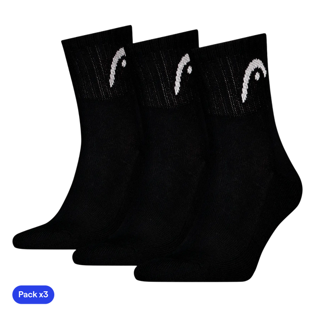 Calcetines Head Cortos Club Crew Negro (Pack x3)