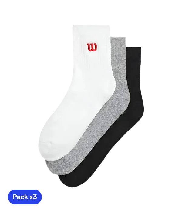 Calcetines Wilson Quarter Top Bright White/Black/Grey (Pack x3) 2025