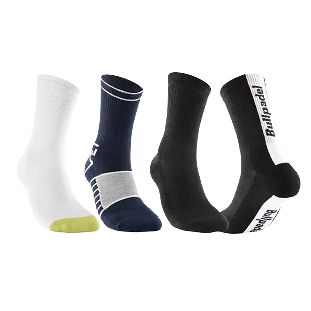 Calcetines Bullpadel BP255l Negro/Verde/Azul Marino 2025 (Pack x3)