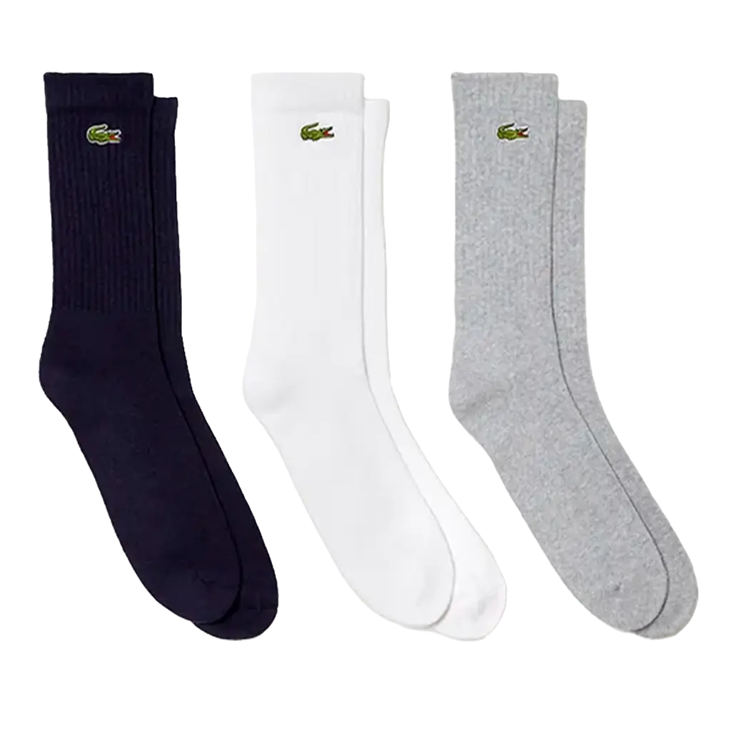 Calcetines Lacoste Sport Blanco/Gris/Azul (Pack x3)