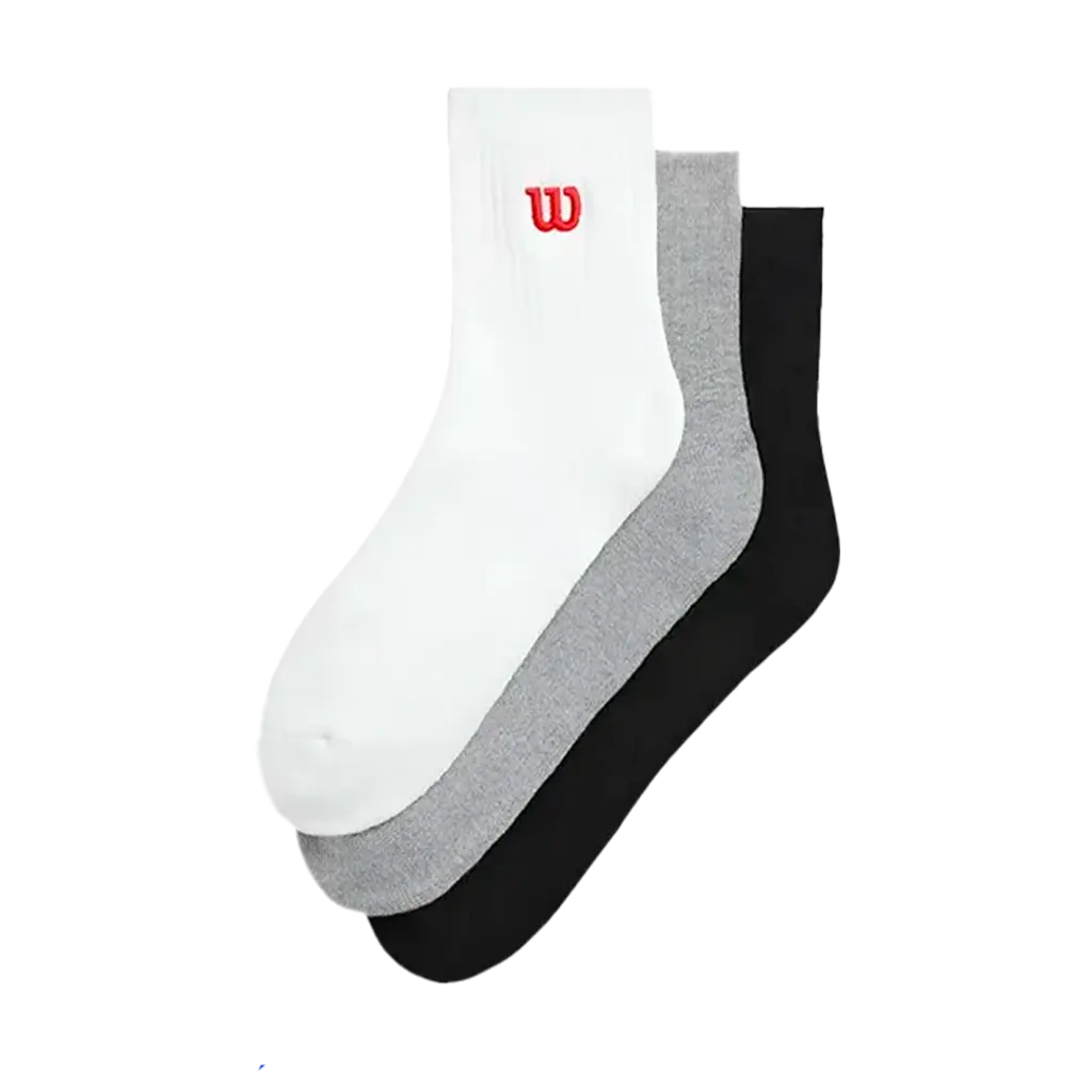 Calcetines Wilson Quarter Top Bright White/Black/Grey (Pack x3) 2025
