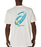 Camiseta Asics Court Graphic Cream Logo Azul 2025
