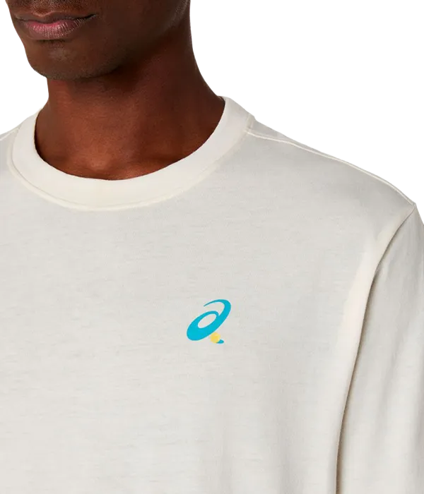 Camiseta Asics Court Graphic Cream Logo Azul 2025