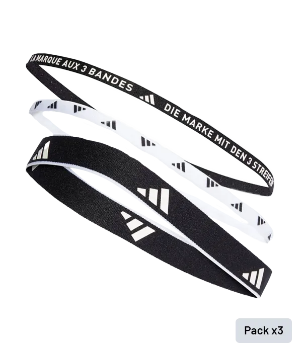 Bandes de cheveux Adidas Noir/Blanc (x3)