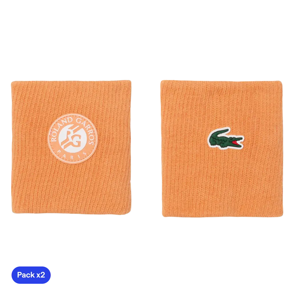 Muñequera Lacoste Roland Garros Naranja 2026 (Pack x2)