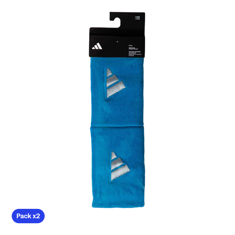 Muñequeras Adidas Largas Azules Logo Grande