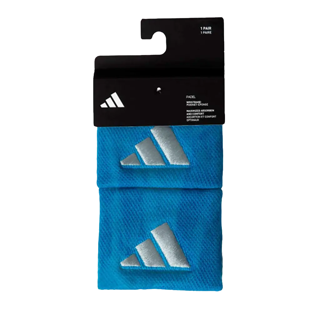 Muñequeras Adidas Cortas Azules Logo Grande (Pack x2)