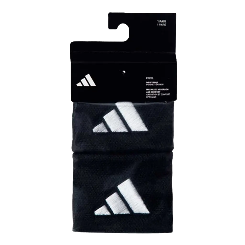 Muñequeras Adidas Cortas Negras Logo Grande

