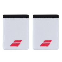 Babolat Jumbo White Wristbands Logo Red (Pack x2)