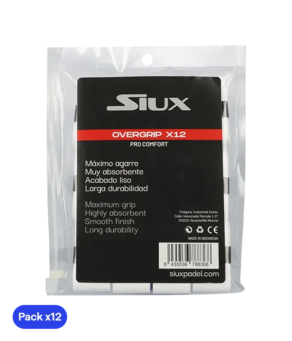 Overgrip Siux Pro Comfort Lisos Blancos (Pack x12)