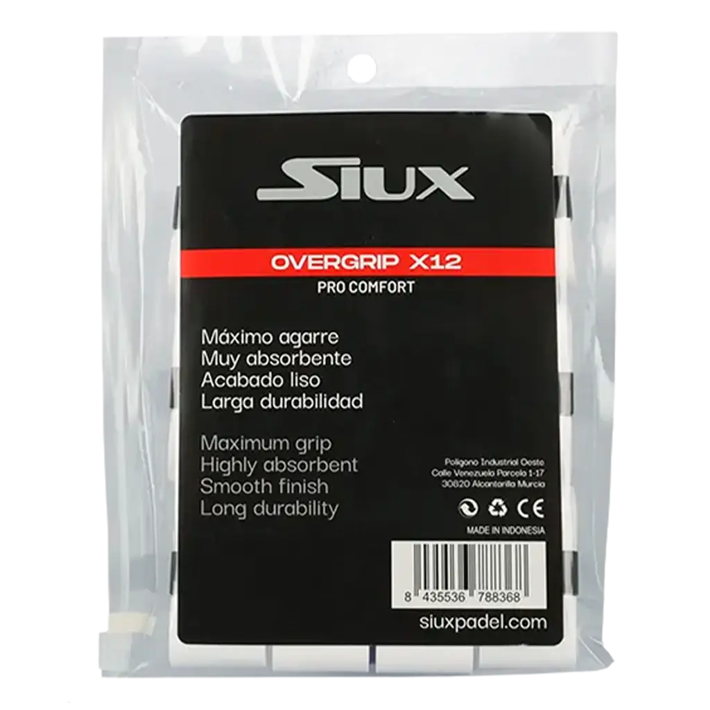 Overgrip Siux Pro Comfort Lisos Blancos (Pack x12)