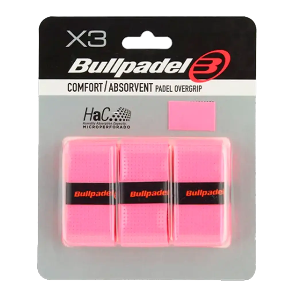 Overgrips Bullpadel GB1201 Comfort/Absorbent Rosa Fluor (Pack x3)