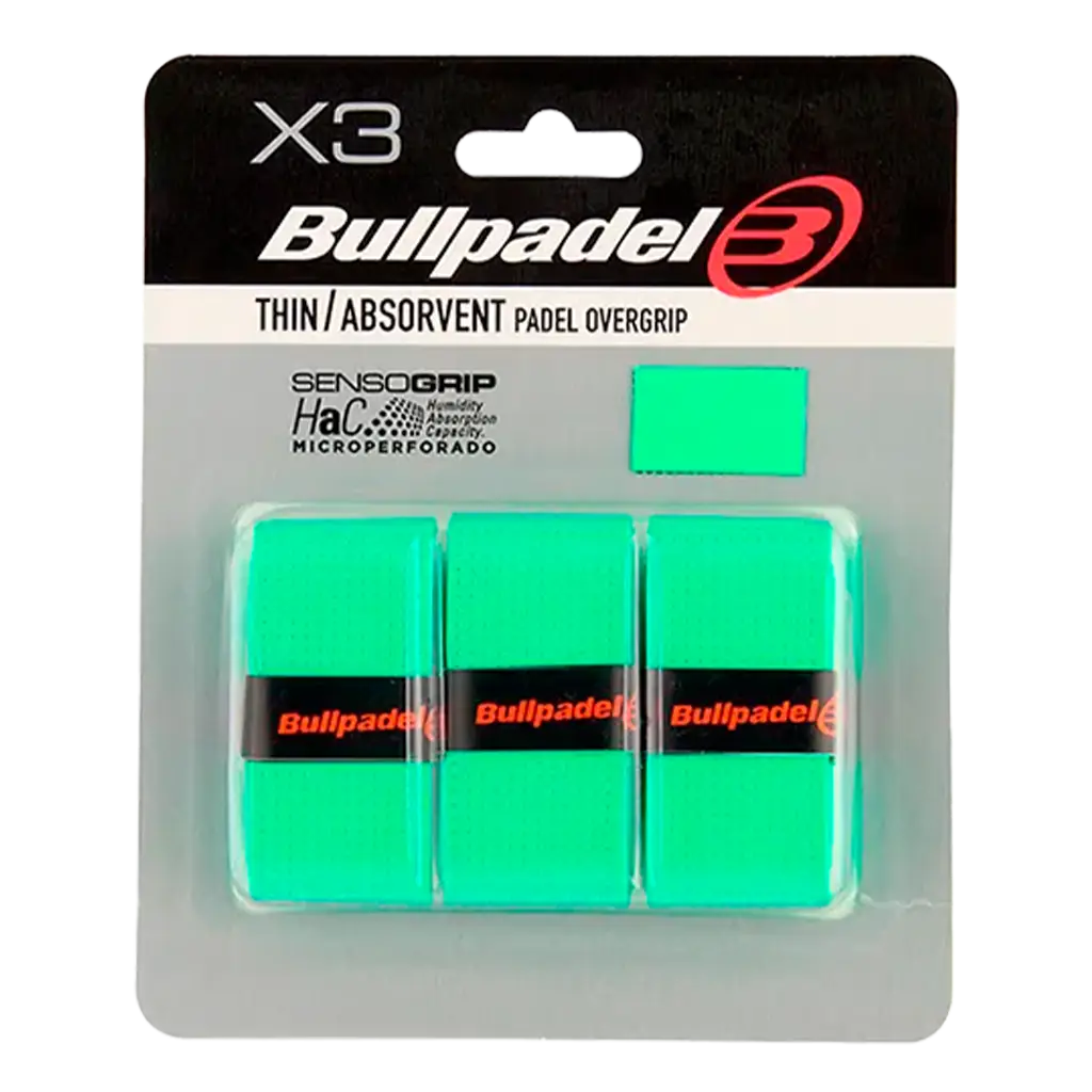 Overgrips Bullpadel GB1705 Thin/Absorbent Verde (Pack x3)