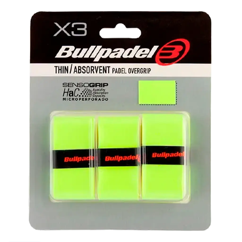 Overgrips Bullpadel GB1705 Thin/Absorvent Amarillo Fluor (Pack x3)


