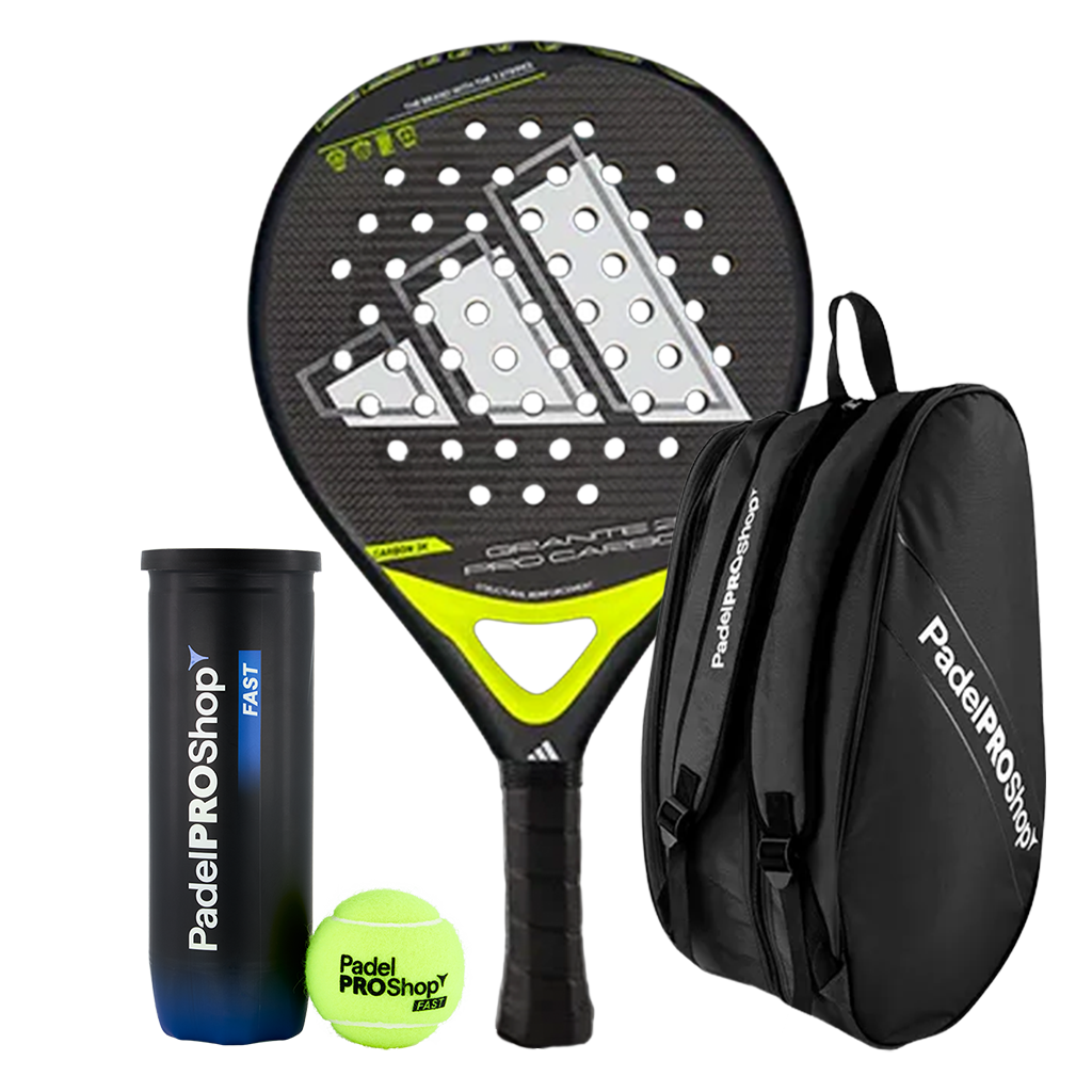 Pack Pala Adidas Granite 2.0 Pro Carbon + Paletero PadelPROShop + Pelotas PadelPROShop Fast