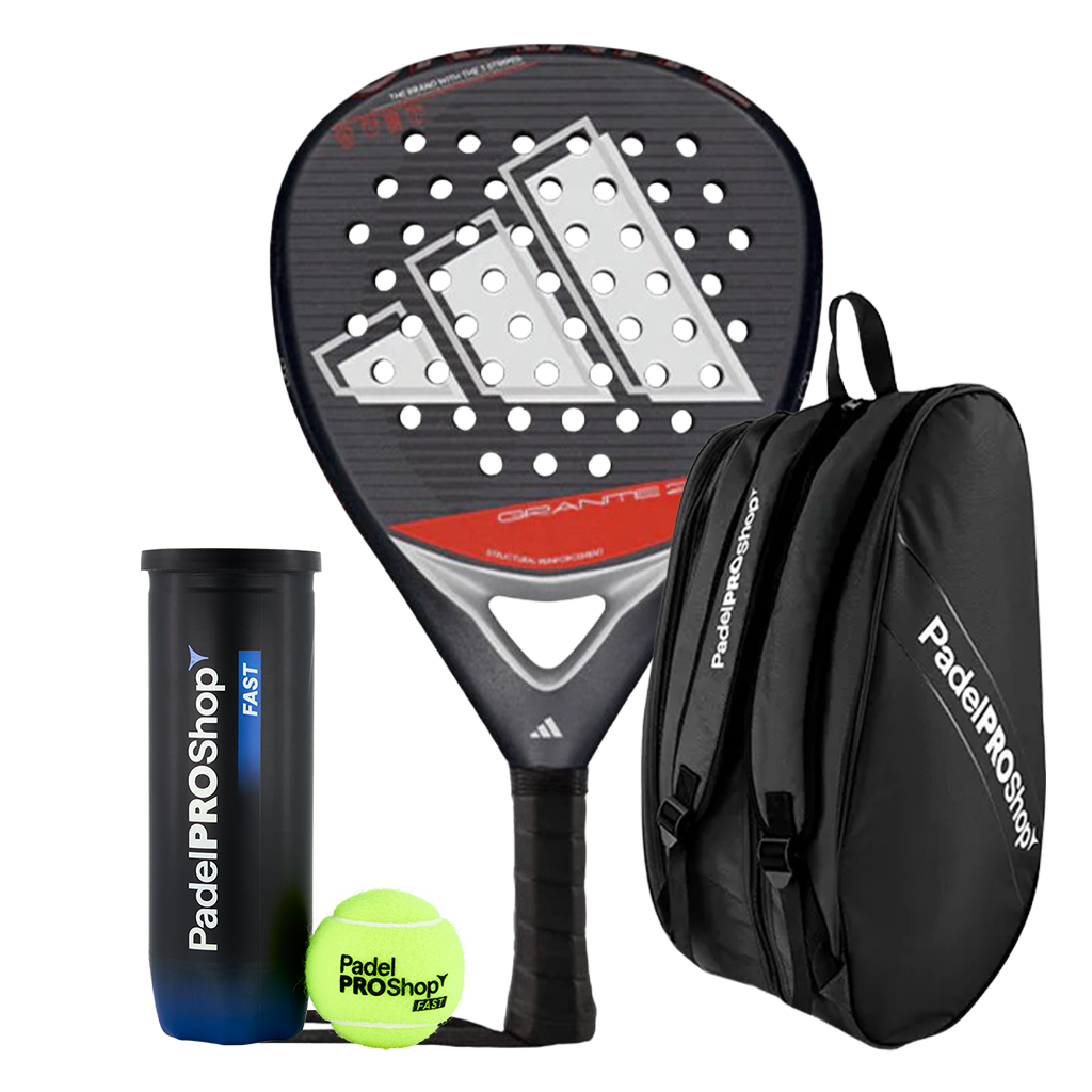 Pack Pala Adidas Granite CTRL 2.0 + Paletero PadelPROShop + Pelotas PadelPROShop Fast