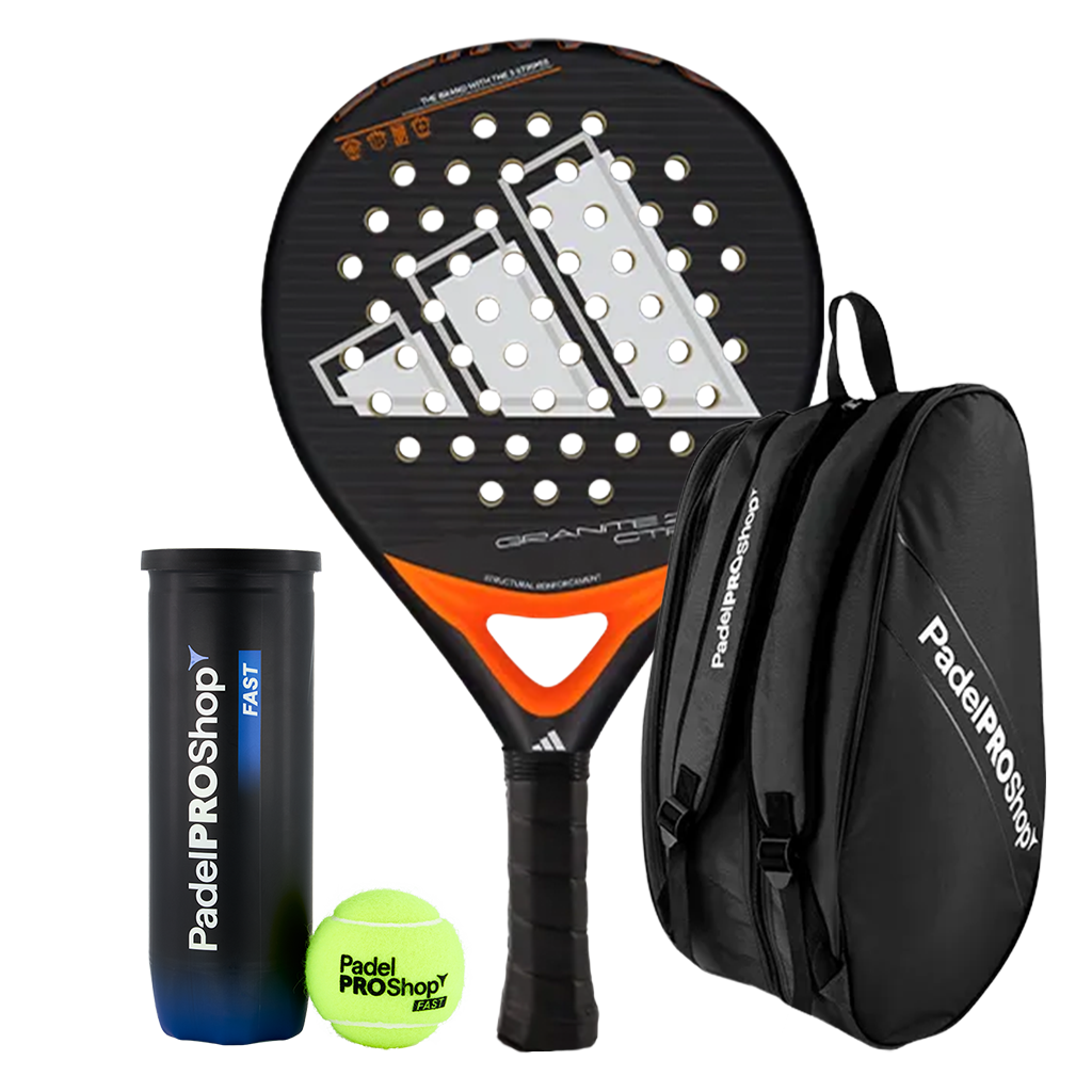 Adidas Padel Racket Pack Granite CTRL 2.0 + Padel bag PadelPROShop + PadelPROShop Padel Balls Fast