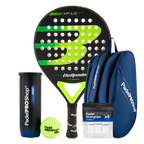 Bullpadel Padel Racket Pack Impulse CTRL 2026 (Exclusive PadelPROShop) + Padel bag PadelPROShop Blue + Can of PadelPROShop Padel Balls Fast + Pack 3 Overgrips PadelPROShop