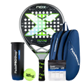 Pack Pala Nox AT10 Genius 12K Limited Edition Agustín Tapia (Exclusiva PadelPROShop) + Paletero PadelPROShop azul + Bote de Pelotas PadelPROShop Fast + Pack 3 Overgrips PadelPROShop