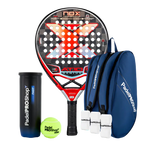 Pack Pala Nox AT10 Genius 18K Limited Edition Agustín Tapia (Exclusiva PadelPROShop) + Paletero PadelPROShop azul + Bote de Pelotas PadelPROShop Fast + Pack 3 Overgrips PadelPROShop