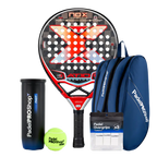 Pack Pala Nox AT10 Genius 18K Limited Edition Agustín Tapia (Exclusiva PadelPROShop) + Paletero PadelPROShop azul + Bote de Pelotas PadelPROShop Fast + Pack 3 Overgrips PadelPROShop
