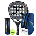 Pack Pala Nox AT10 Genius Attack 18K Limited Edition (Exclusiva PadelPROShop) + Paletero PadelPROShop azul + Bote de Pelotas PadelPROShop Fast + Pack 3 Overgrips PadelPROShop