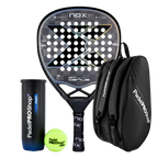 Pack Raquette de Padel Nox AT10 Genius Attack 18K Limited Edition + Sac de padel PadelPROShop + Balles de padel PadelPROShop Fast