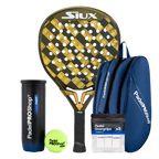 Siux Padel Racket Pack Electra Pro ST4 2025 F. Stupaczuk + Padel bag PadelPROShop Blue + Can of PadelPROShop Padel Balls Fast + Pack 3 Overgrips PadelPROShop
