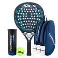 Pack Pala Siux Electra ST4 Rulo (Exclusiva PadelPROShop) + Paletero PadelPROShop azul + Bote de Pelotas PadelPROShop Fast + Pack 3 Overgrips PadelPROShop
