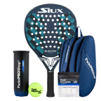 Pack Pala Siux Electra ST4 Rulo (Exclusiva PadelPROShop) + Paletero PadelPROShop azul + Bote de Pelotas PadelPROShop Fast + Pack 3 Overgrips PadelPROShop