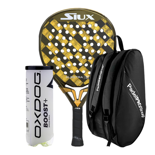 Pack racket Siux Electra Pro ST4 Franco Stupackzuk 2025 + Padel bag PadelPROShop + Padel Pack Balls Oxdog BOOST+