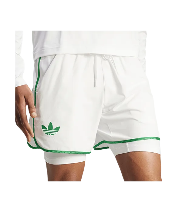 Pantalón Corto Adidas Climacool Blanco Logo Verde 2025