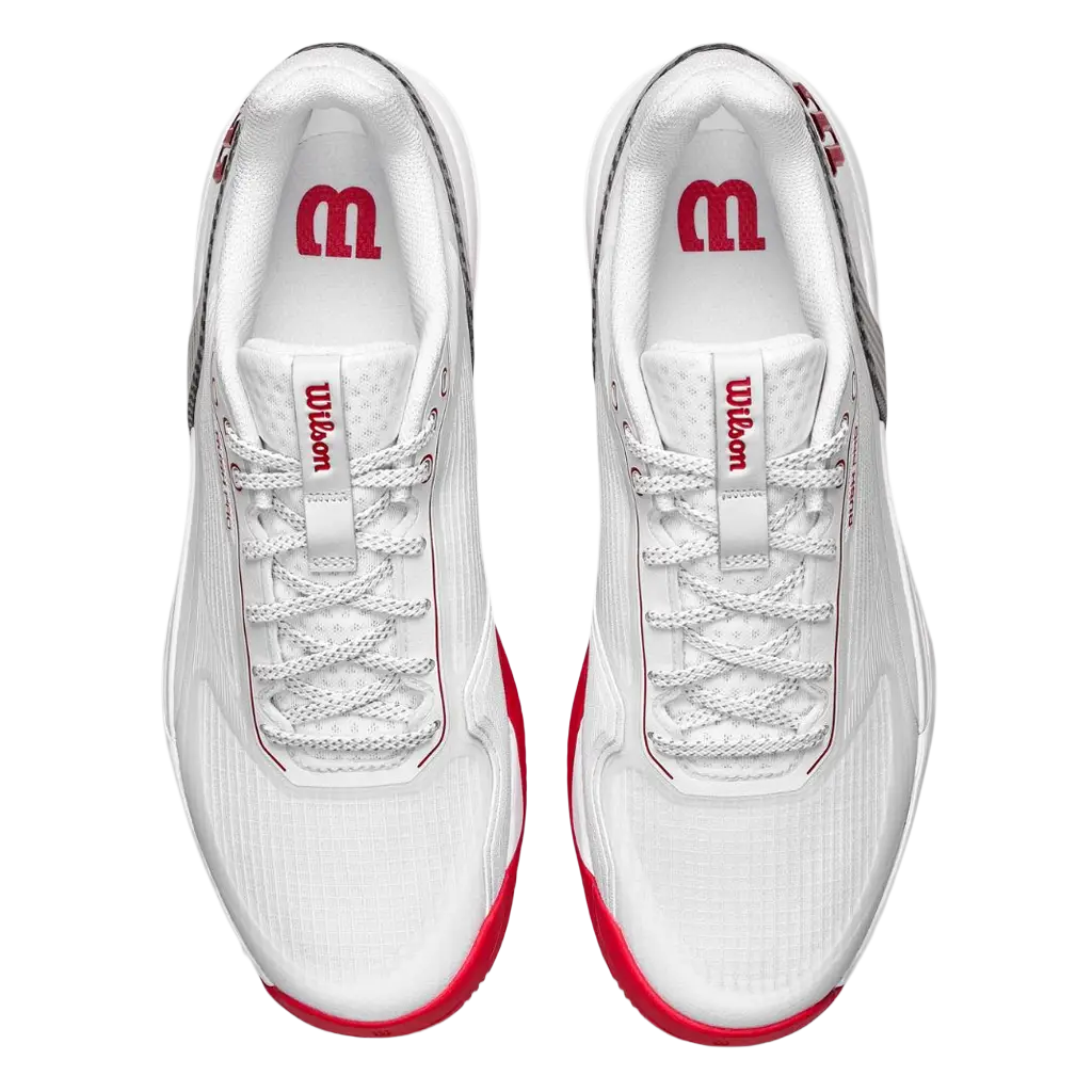 Sapatilhas de padel Wilson Rush Tour 5 CTC Branco Brilhante/Wilson Red/Microchip 2026