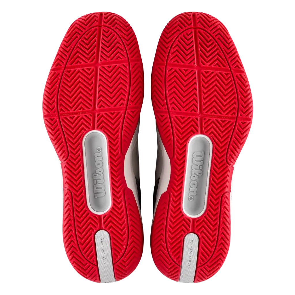 Sapatilhas de padel Wilson Rush Tour 5 CTC Branco Brilhante/Wilson Red/Microchip 2026
