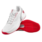 Sapatilhas de padel Wilson Rush Tour 5 CTC Branco Brilhante/Wilson Red/Microchip 2026