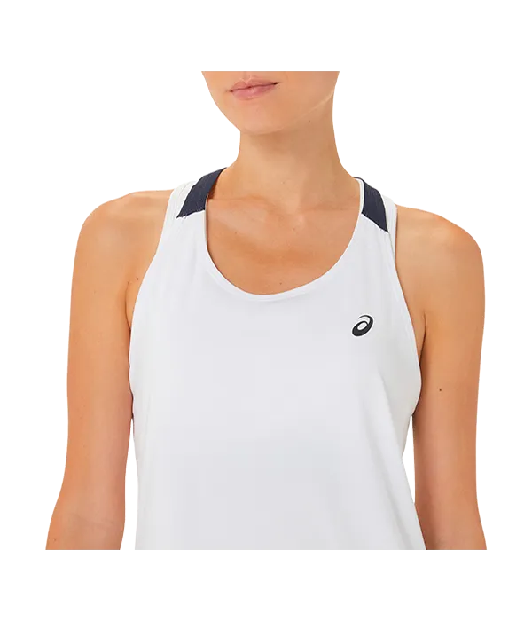 Camiseta Asics Tirantes Blanco/Azul marino Mujer