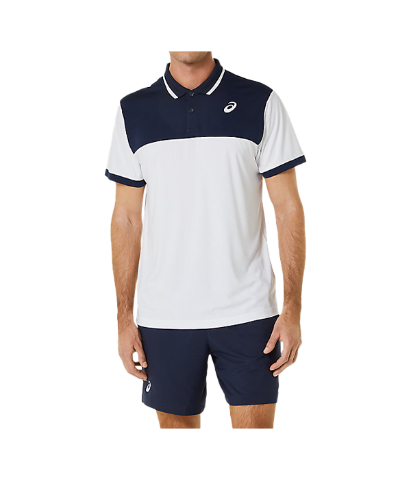 Asics Court Polo White/Navy Blue