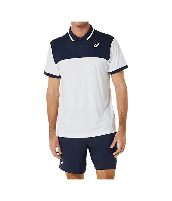 Polo Asics  Court Weiß/Blau Marine