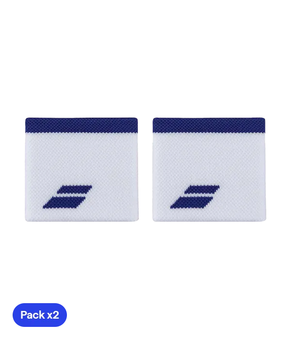 Muñequeras Babolat Blanco/Azul (Pack x2)