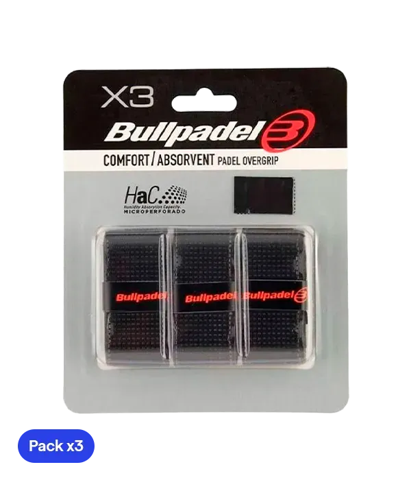 Overgrips Bullpadel GB1201 Comfort/Absorbent Negro (Pack x3)