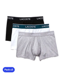 Calzoncillos Lacoste Algodón Blanco/Gris/Negro 2025 (Pack x3)