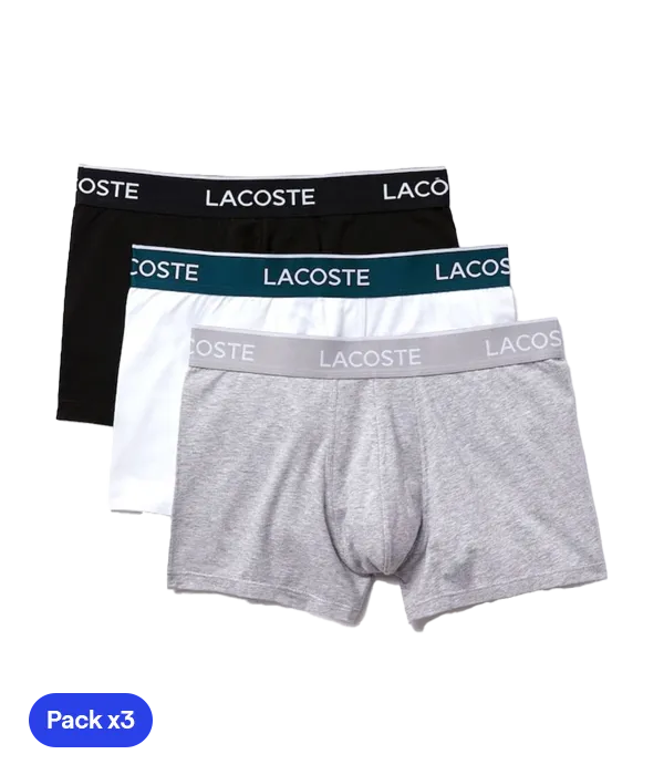 Slip Lacoste Coton Blanc/Gris/Noir 2025 (Pack x3)