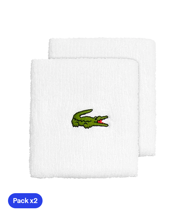 Muñequeras Largas Lacoste Sport Blanco (Pack x2)