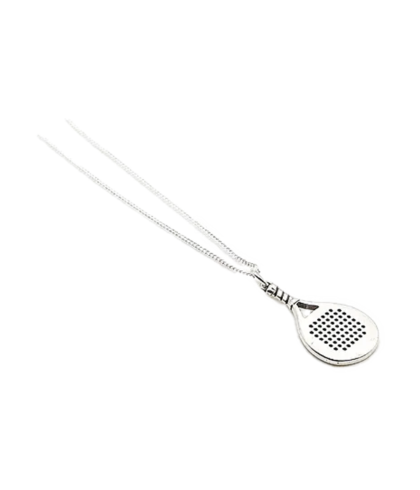 Silver Diamond padel racket pendant